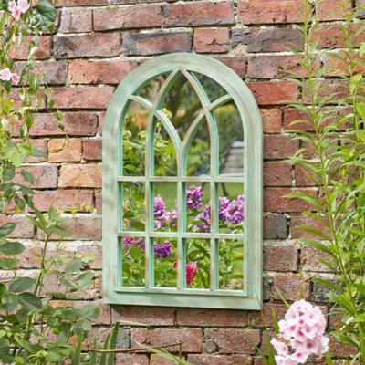 Annibells Large Green Verdigris Arched Window Style Wall Mirror Home ...