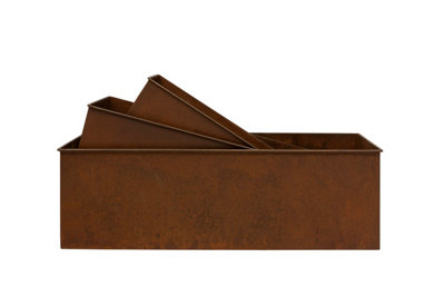 Annibells Rustic Rectangular Metal Garden Planters Trough Window Box ...