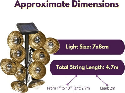 Annibells Set of 10 Gold Solar LED Shade String Lights (14069)