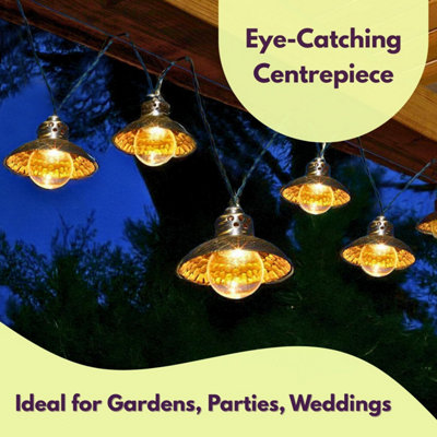 Annibells Set of 10 Gold Solar LED Shade String Lights (14069)