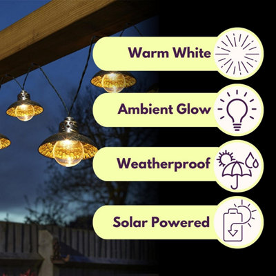 Annibells Set of 10 Gold Solar LED Shade String Lights (14069)