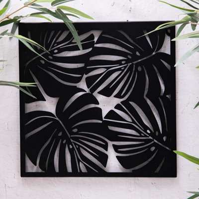 Annibells Set of 3 Black Metal Palm Leaf Wall Plaques (14910)