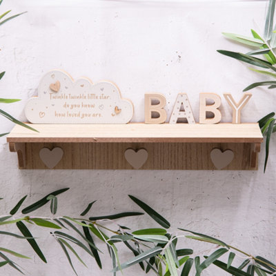 Annibells Wooden Floating Cloud Shelf with Heart Hooks (15690)