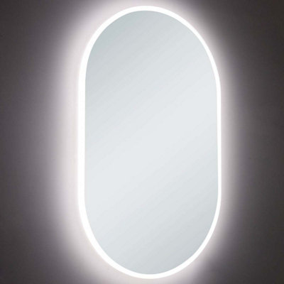 Annie LED Illuminated Bathroom Oval Mirror with Demister, (H)550mm (W)800mm