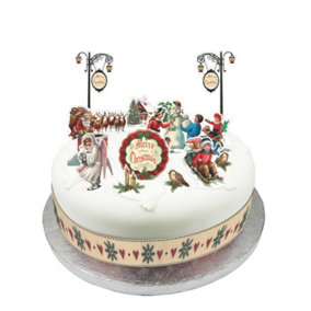 Anniversary House Christmas Victorian Cake Topper Set White/Multicoloured (One Size)