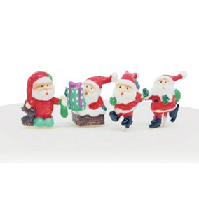 Anniversary House Cute Santa Plastic Cake Topper (Pack of 4) Red/Green/White (One Size)