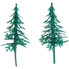 Anniversary House Fir Tree Plastic Cake Topper (Pack of 2) Green (One Size)