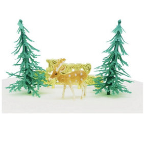 Anniversary House Forest Christmas Cake Decorating Kit (Pack of 4) Gold/Green (One Size)