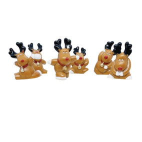 Anniversary House Fun Rudolph Plastic Cake Topper (Pack of 6) Brown/Black/White (One Size)