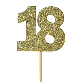 Anniversary House Glitter 18th Cake Topper (Pack of 12) Gold (One Size)