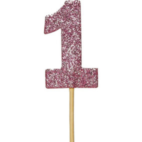 Anniversary House Glitter 1st Birthday Cake Topper (Pack of 12) Pink (One Size)