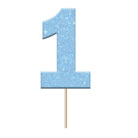 Anniversary House Glitter 1st Birthday Cupcake Topper (Pack of 12) Blue (One Size)