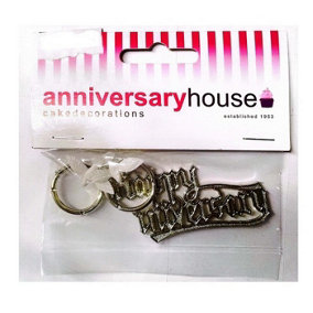 Anniversary House Happy Anniversary Cake Topper Silver (One Size)