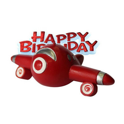 Anniversary House Happy Birthday Aeroplane Cake Decoration Topper Red (One Size)