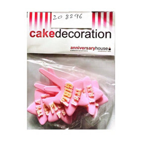 Anniversary House Its A Girl Star Cupcake Topper Pink (One Size)