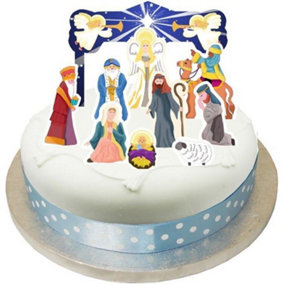 Anniversary House Nativity Christmas Cake Topper Set (Pack of 10) Multicoloured (One Size)