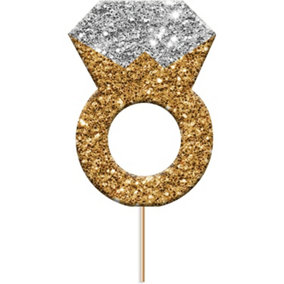 Anniversary House Ring Engagement Cupcake Topper (Pack of 12) Gold/Silver (One Size)