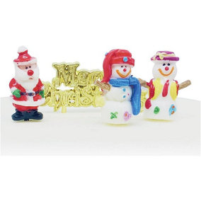 Anniversary House Santa And Snowman Christmas Cake Topper (Pack of 4) Multicoloured (One Size)