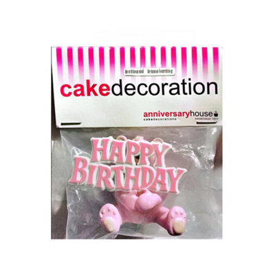 Anniversary House Teddy Bear Happy Birthday Cake Topper Pink (One Size)