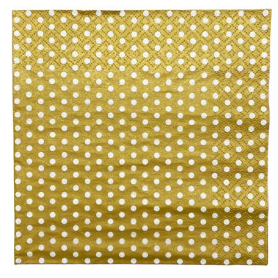 Anniversary House Tiflair 3 Ply Polka Dot Napkins (Pack of 20) Gold (One Size)