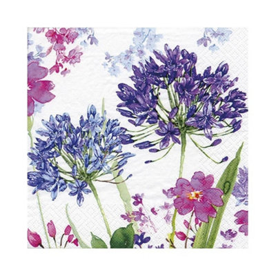 Anniversary House Tiflair Agapanthe Bleu Disposable Napkins (Pack of 20) Multicoloured (One Size)