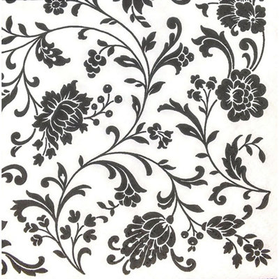 Anniversary House Tiflair Arabesque Pattern Disposable Napkins (Pack of 20) White/Black (One Size)