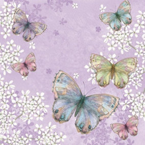 Anniversary House Tiflair Bellissima Farfalla Napkins (Pack of 20) Lilac/White/Blue (One Size)