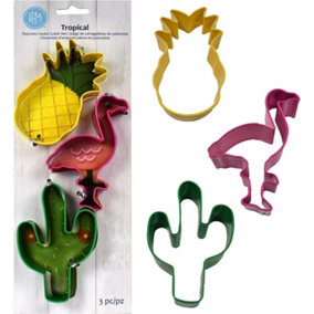 Anniversary House Tropical Poly-Resin Coated Cookie Cutter (Pack of 3) Yellow/Pink/Green (One Size)