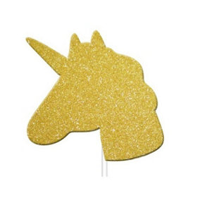 Anniversary House Unicorn Glitter Cupcake Topper (Pack of 12) Gold (One Size)