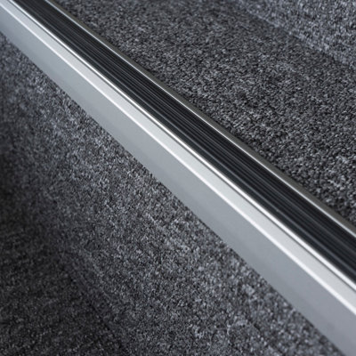 Anodised aluminium anti non slip stair edge nosing trim 900mm x 46mm x 30mm A38 silver - 6