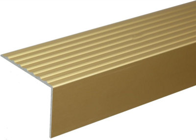 Anodised aluminium anti non slip stair edge nosing trim 900mm x 65mm x 42mm a32 gold