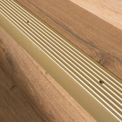Anodised aluminium anti non slip stair edge nosing trim 900mm x 65mm x 42mm a32 gold