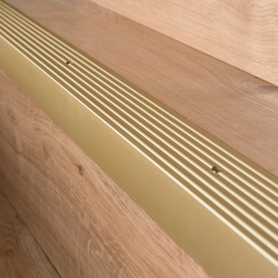 Anodised aluminium anti non slip stair edge nosing trim 900mm x 65mm x 42mm a32 gold - 4