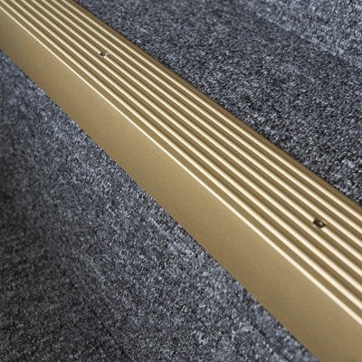Anodised aluminium anti non slip stair edge nosing trim 900mm x 65mm x 42mm a32 gold - 6