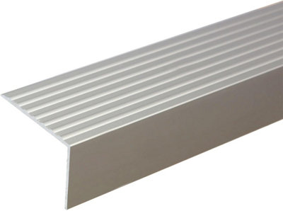 Anodised aluminium anti non slip stair edge nosing trim 900mm x 65mm x 42mm a32 silver