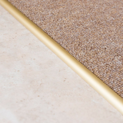 Anodised aluminium single edge carpet profile cover strip door floor bar trim 1000mm x 10mm C07 gold - 3