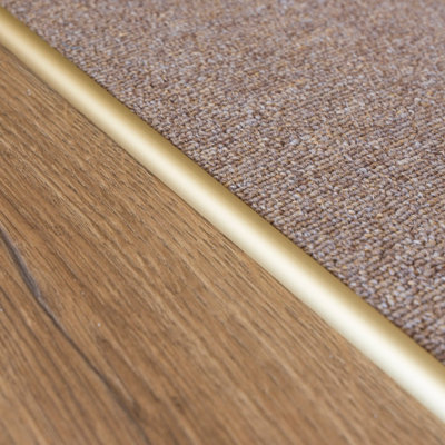 Anodised aluminium single edge carpet profile cover strip door floor bar trim 1000mm x 10mm C07 gold - 6