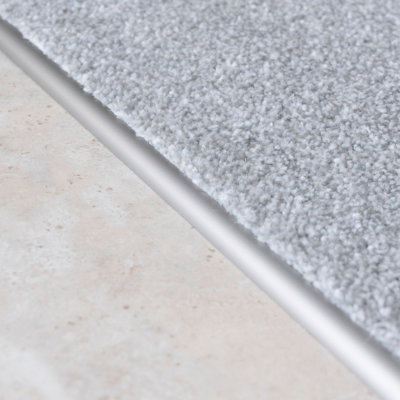 Anodised aluminium single edge carpet profile cover strip door floor bar trim 1000mm x 10mm C07 inox - 3