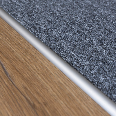 Anodised aluminium single edge carpet profile cover strip door floor bar trim 1000mm x 10mm C07 inox - 4