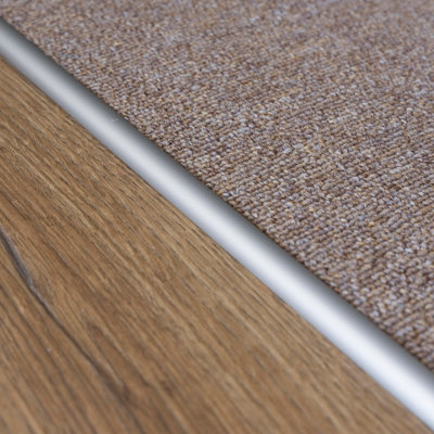 Anodised aluminium single edge carpet profile cover strip door floor bar trim 1000mm x 10mm C07 inox - 5