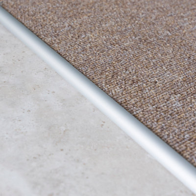 Anodised aluminium single edge carpet profile cover strip door floor bar trim 1000mm x 10mm C07 silver - 3