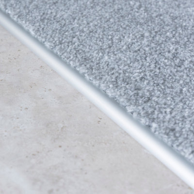 Anodised aluminium single edge carpet profile cover strip door floor bar trim 1000mm x 10mm C07 silver - 4