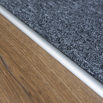 Anodised aluminium single edge carpet profile cover strip door floor bar trim 1000mm x 10mm C07 silver - 5