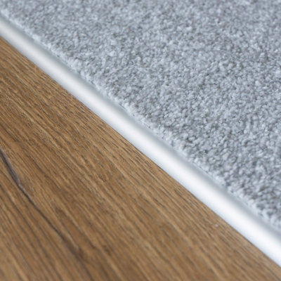 Anodised aluminium single edge carpet profile cover strip door floor bar trim 1000mm x 10mm C07 silver - 6