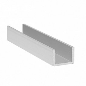 Anodized Aluminum Profile U Channel Bar Strip - Size 1000x25x15x2mm - Pack of 10