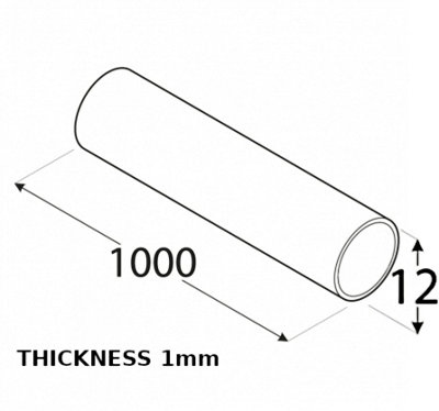 Anodized Aluminum Round Tube Circular Pipe Rod Pipe Rail - Size 1000x12x12x1mm - Pack of 10