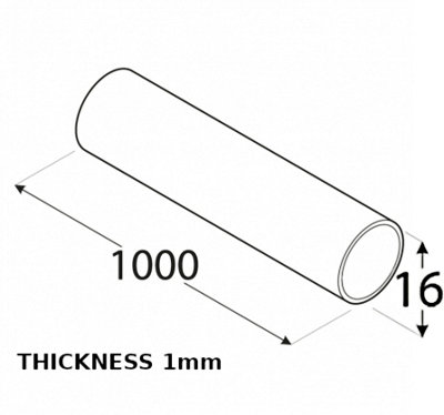Anodized Aluminum Round Tube Circular Pipe Rod Pipe Rail - Size 1000x16x16x1mm - Pack of 2
