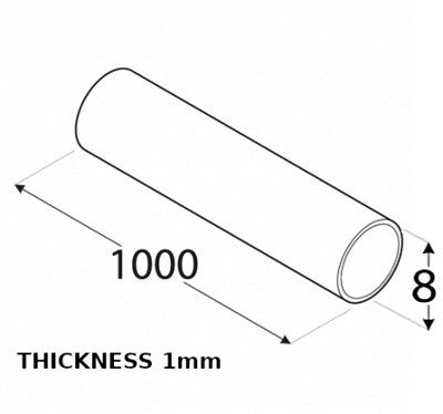 Anodized Aluminum Round Tube Circular Pipe Rod Pipe Rail - Size 1000x8x8x1mm - Pack of 10