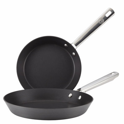 Anolon Professional Black Round Hard Anodised Aluminium Dishwasher Safe Frying Pan Set 20 & 28cm Pack of 2