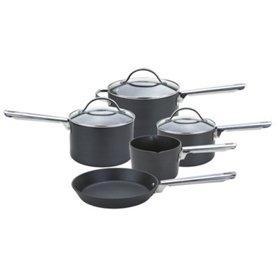 Anolon Professional Black Round Hard Anodised Aluminium Dishwasher Safe Non-Stick Pan Set Pack of 5